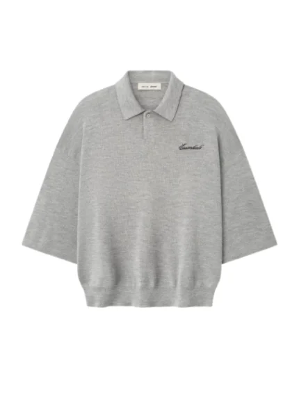 Essentials Signature 90s Knit Polo T Shirts Grey